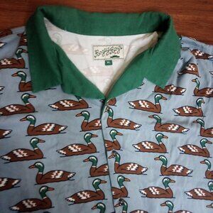 Bogey Boys Ducks Pattern Golf Button Shirt Collar